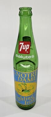 Vintage 1973 7UP Notre Dame Fighting Irish National Champions Soda Bottle 16oz